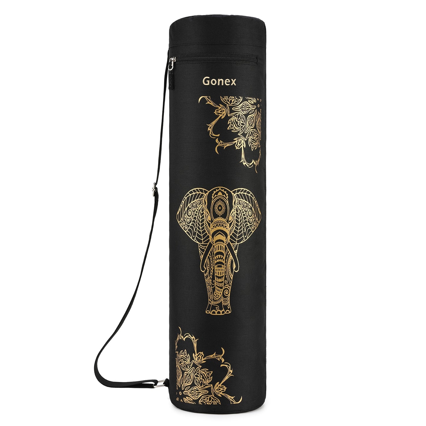 Gold Elephant Black - Yogatation Sling Mat Bag