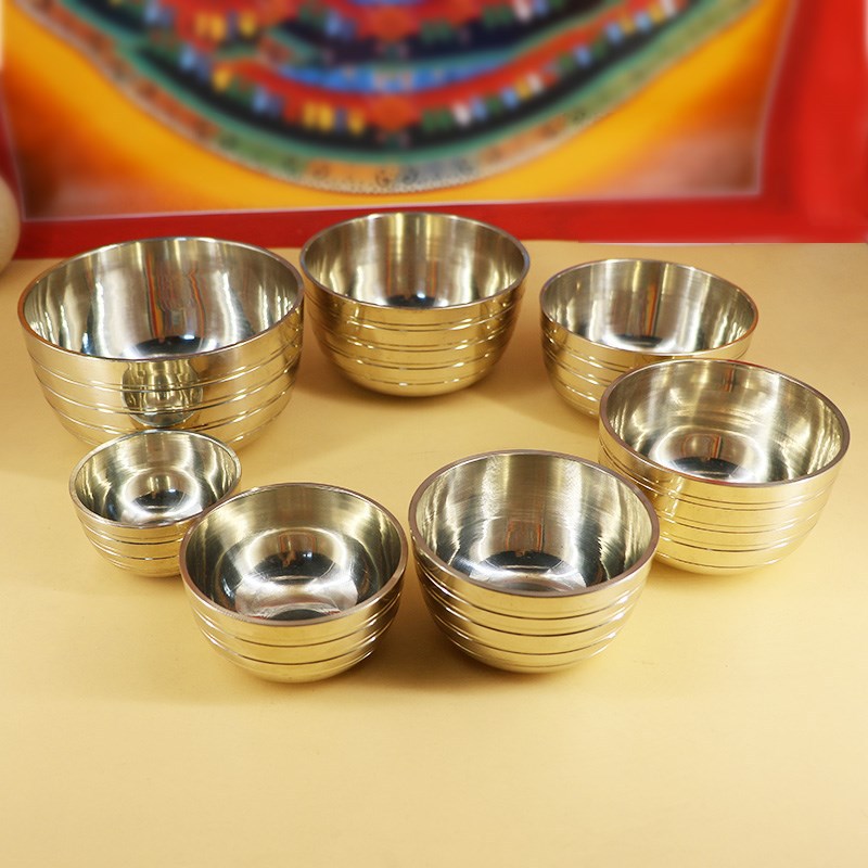 A Handmade Set Of Silver Buddha's Sound Bowls And Ornamental Bowls