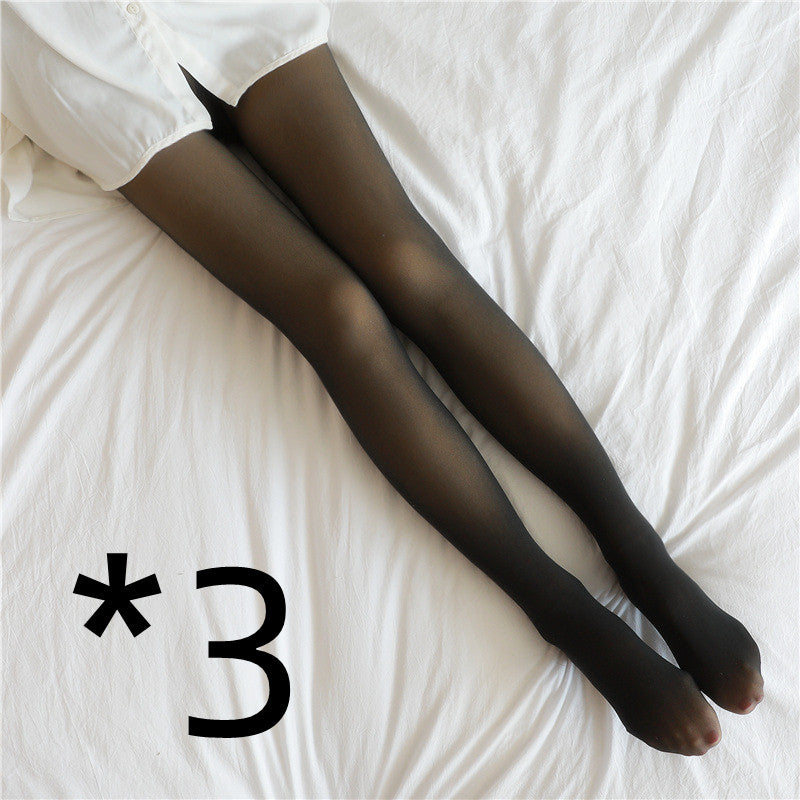 Women Fleece Lined Tights Fake Translucent Pantyhose High Waisted Warm  Winter Sheer Thick Fleece Tights
