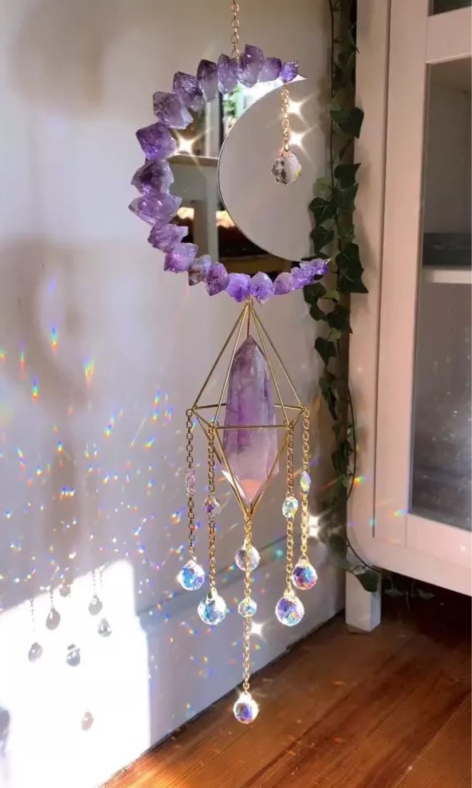 Garden Wind Chimes Crystal Wind Chimes Amethyst Crescent Wind Chimes