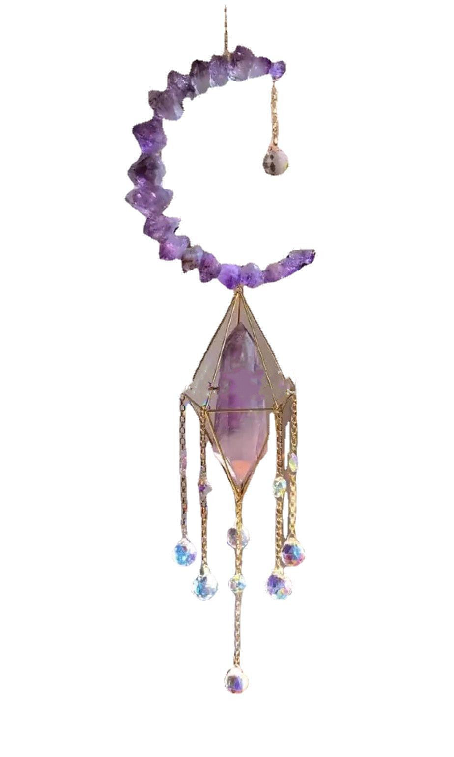 Garden Wind Chimes Crystal Wind Chimes Amethyst Crescent Wind Chimes