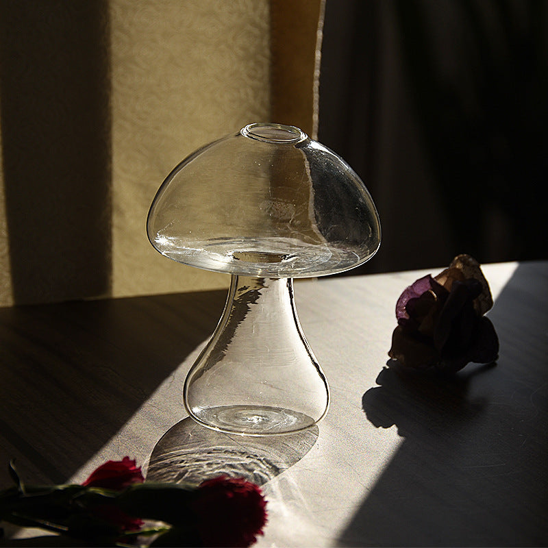 Cute Mushroom Shaped Glass Vase Hydroponic Plant Flower Pot