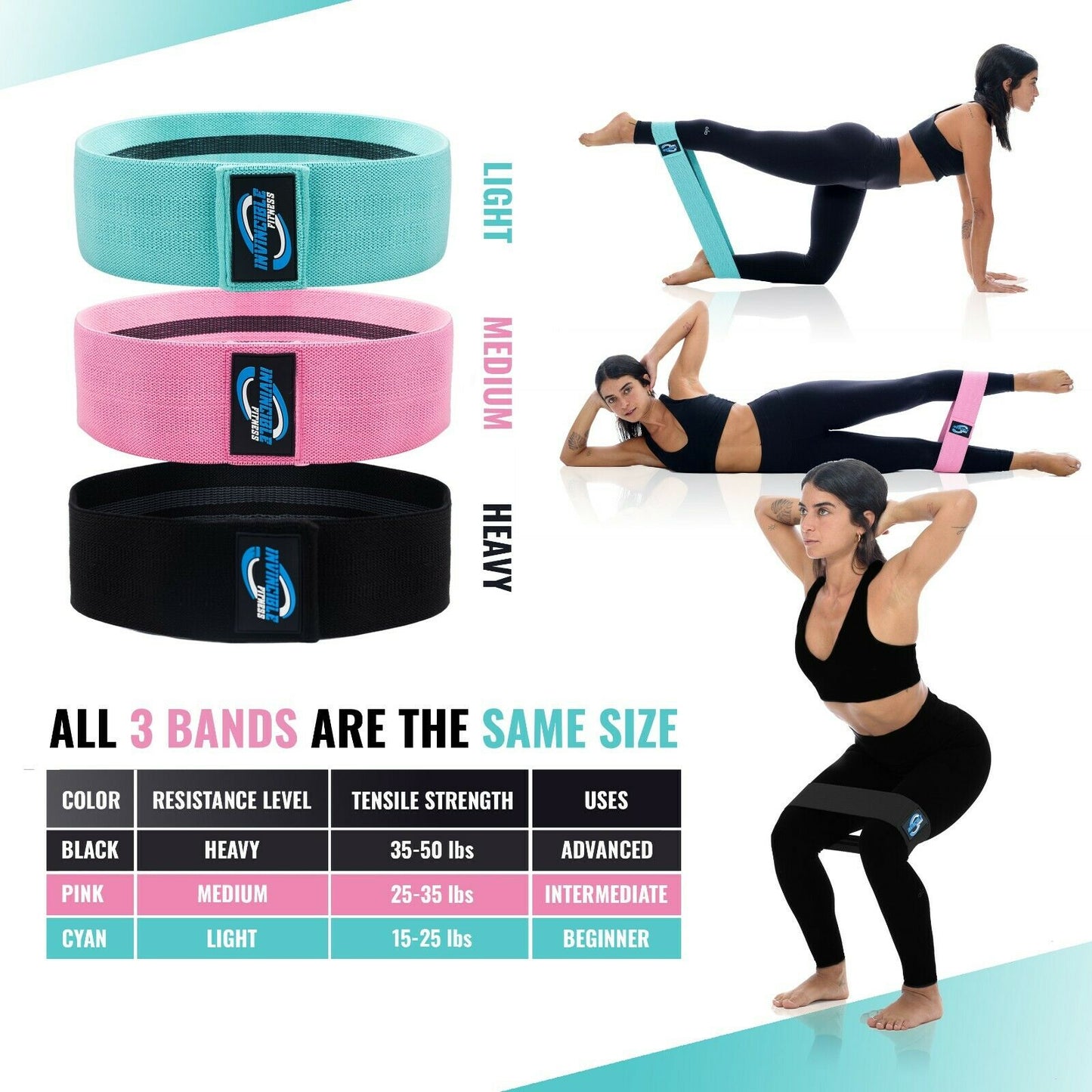 Workout Resistance Bands Loop Set Fitness Yoga Legs & Butt Workout Exercise Band